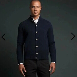 Thomas Dean 100% lambswool Navy Blue Cardigan Sweater